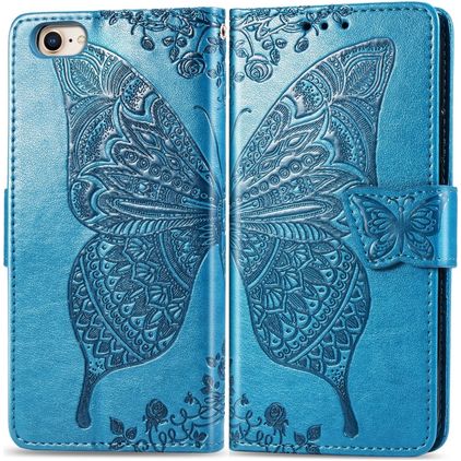 Mobigear Butterfly iPhone SE (2020) Hoesje Bookcase Portemonnee - Blauw