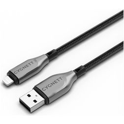 Cygnett Armoured USB-A naar Apple Lightning Kabel MFI 1 Meter - Zwart
