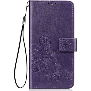 Mobigear Clover Samsung Galaxy A21s Hoesje Bookcase Portemonnee - Paars