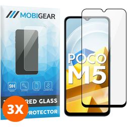 Mobigear Premium POCO M5 Glazen Screenprotector - Case Friendly - Zwart (3-Pack)