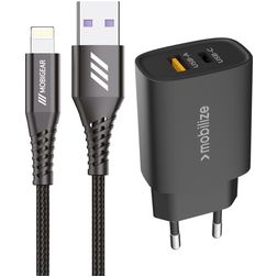 Mobigear Essentials Single USB-C Oplader Apple Lightning 1 Meter Power Delivery 20W - Zwart