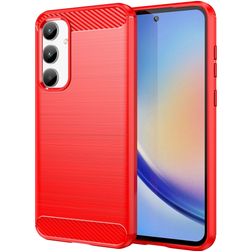 Mobigear Brushed Slim Samsung Galaxy A35 Hoesje Flexibel TPU Backcover - Rood
