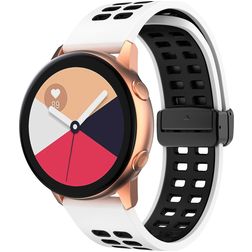 Mobigear Sport Plus Mag Siliconen Smartwatch Bandje Magneetsluiting - Universeel 22 mm connector - Zwart / Wit