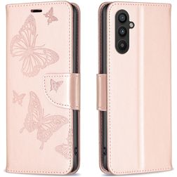 Mobigear Butterfly Samsung Galaxy A24 Hoesje Bookcase Portemonnee - Roségoud