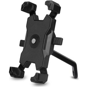 Mobigear PushHold Telefoonhouder motor Achteruitkijkspiegel Klem Universeel - Zwart