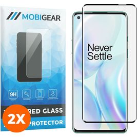 Mobigear Curved OnePlus 8 Glazen Screenprotector - Case Friendly - Zwart (2-Pack)