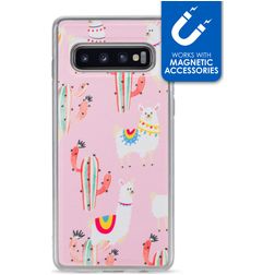 My Style Magneta Samsung Galaxy S10 Hoesje Flexibel TPU Backcover - Pink Alpaca