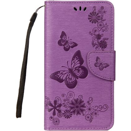 Mobigear Butterfly Samsung Galaxy A8 (2018) Hoesje Bookcase Portemonnee - Paars