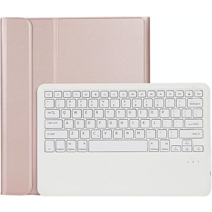Mobigear Ultra Thin iPad Air 13 Inch (2024) Hoes QWERTY Bluetooth Toetsenbord Bookcase + Stylus Houder - Roségoud