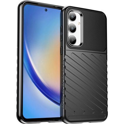 Mobigear Groove Samsung Galaxy A35 Hoesje Flexibel TPU Backcover - Zwart