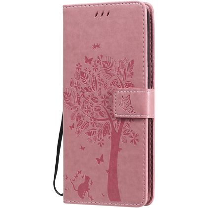 Mobigear Tree LG V60 ThinQ Hoesje Bookcase Portemonnee - Roze