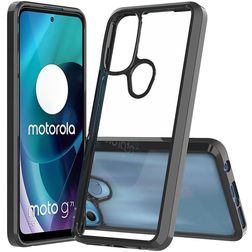 Mobigear Crystal Motorola Moto G71 5G Hoesje Hardcase Backcover - Transparant / Zwart
