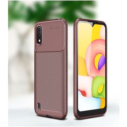 Mobigear Racing Samsung Galaxy A01 Hoesje Flexibel TPU Backcover - Bruin
