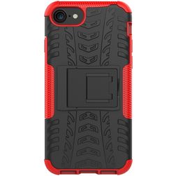 Mobigear Tire iPhone SE (2022) Hoesje Hardcase Backcover Shockproof met Standaard - Zwart / Rood