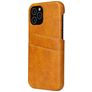 Fierre Shann Premium Card iPhone 12 Mini Hoesje Backcover met Pasjeshouder - Cognac