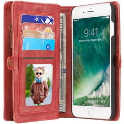 CaseMe 008 iPhone 7 Plus Hoesje Uitneembare 2in1 Bookcase Portemonnee - Rood