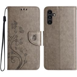 Mobigear Flowers Samsung Galaxy A56 Hoesje Bookcase Portemonnee - Grijs