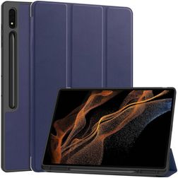 Mobigear Tri-Fold Gel Samsung Galaxy Tab S9 Ultra Hoes TPU,Kunstleer Bookcase + Stylus Houder - Donkerblauw