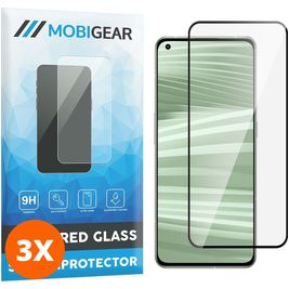 Mobigear Premium Realme GT2 Pro Glazen Screenprotector - Case Friendly - Zwart (3-Pack)