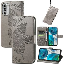 Mobigear Butterfly Motorola Moto G52 Hoesje Bookcase Portemonnee - Grijs