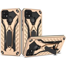 Mobigear Armor Stand Realme C25Y Hoesje Hardcase Backcover Shockproof met Standaard - Goud