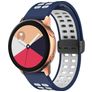 Mobigear Sport Plus Mag Siliconen Smartwatch Bandje Magneetsluiting - Universeel 22 mm connector - Wit / Donkerblauw