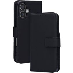 Mobiparts Wallet iPhone 17 Hoesje Echt Leer Bookcase Portemonnee - Zwart