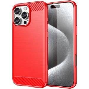 Mobigear Brushed Slim iPhone 16 Pro Max Hoesje Flexibel TPU Backcover - Rood