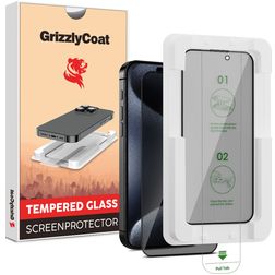 GrizzlyCoat Easy Fit AntiSpy iPhone 15 Plus Glazen Screenprotector Privacy - Case Friendly + Installatie Frame