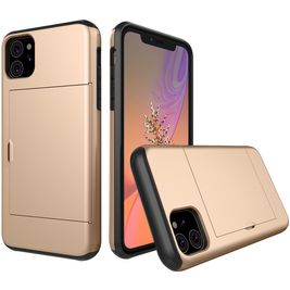 Mobigear Card iPhone 11 Hoesje Hardcase Backcover Shockproof met Pasjeshouder - Goud