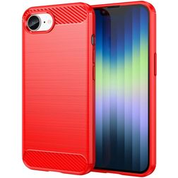 Mobigear Brushed Slim iPhone 16e Hoesje Flexibel TPU Backcover - Rood