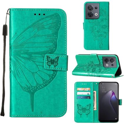 Mobigear Butterfly OPPO Reno 8 5G Hoesje Bookcase Portemonnee - Groen