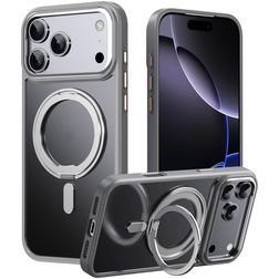 Mobigear Frosted Mag iPhone 17 Pro Max MagSafe Hoesje Hardcase Backcover met Standaard - Grijs