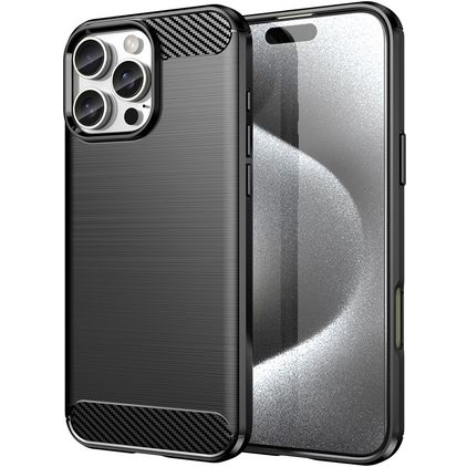Mobigear Brushed Slim iPhone 16 Pro Max Hoesje Flexibel TPU Backcover - Zwart