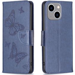 Mobigear Butterfly iPhone 15 Plus Hoesje Bookcase Portemonnee - Blauw