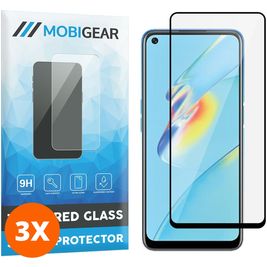 Mobigear Premium OPPO A54 5G Glazen Screenprotector - Case Friendly - Zwart (3-Pack)