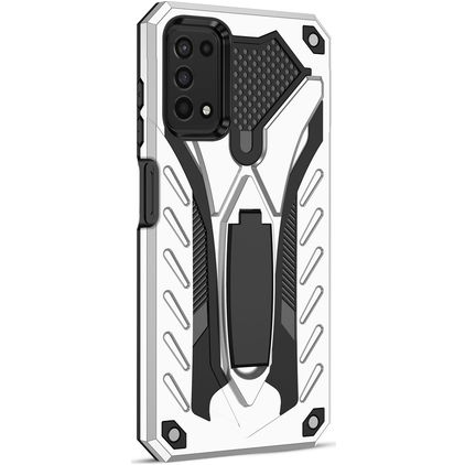 Mobigear Armor Stand Samsung Galaxy A03s Hoesje Hardcase Backcover Shockproof met Standaard - Zilver