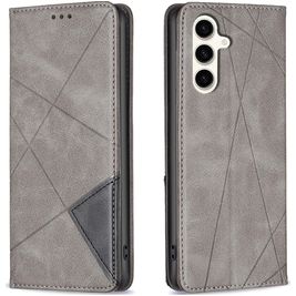 Mobigear Rhombus Slim Samsung Galaxy S23 FE Hoesje Bookcase - Grijs Mobigear Rhombus Slim Samsung Galaxy S23 FE Hoesje Bookcase - Grijs