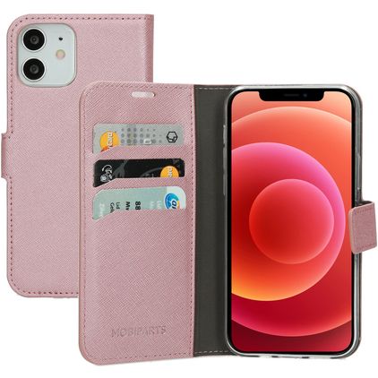 Mobiparts Saffiano Wallet iPhone 12 Pro Hoesje Bookcase Portemonnee - Roze