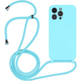 Mobigear Lanyard iPhone 14 Pro Max Siliconen Hoesje met koord - Blauw Mobigear Lanyard iPhone 14 Pro Max Siliconen Hoesje met koord - Blauw