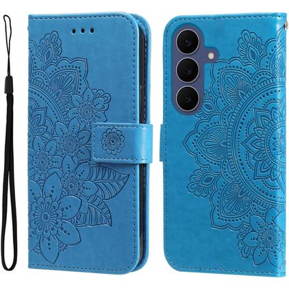 Mobigear Flowers Samsung Galaxy S26 FE Hoesje Bookcase Portemonnee - Blauw