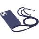 Mobigear Lanyard iPhone 16 Pro Siliconen Hoesje met koord - Donkerblauw