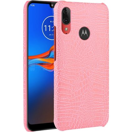 Mobigear Croco Motorola Moto E6 Plus Hoesje Backcover - Roze