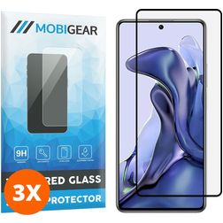 Mobigear Premium Xiaomi 11T Glazen Screenprotector - Case Friendly - Zwart (3-Pack)