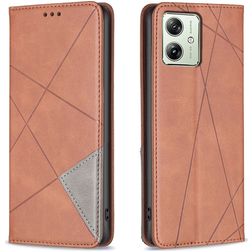 Mobigear Rhombus Slim Motorola Moto G54 Hoesje Bookcase - Bruin
