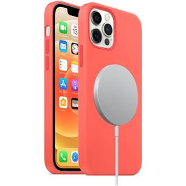 Mobigear Rubber Touch iPhone 12 Siliconen MagSafe Hoesje Backcover - Oranje