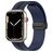 Mobigear Stripe Mag Siliconen Apple Watch Bandje Magneetsluiting - 42/41/40/38 mm - Zwart / Marineblauw