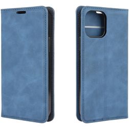 Mobigear Retro Slim iPhone 12 Hoesje Bookcase Portemonnee - Blauw