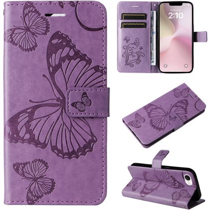 Mobigear Butterfly iPhone 17e Hoesje Bookcase Portemonnee - Paars