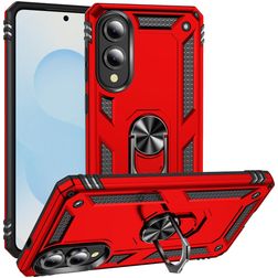 Mobigear Armor Ring Samsung Galaxy S25 Edge Hoesje Hardcase Backcover Shockproof met Ringhouder - Rood